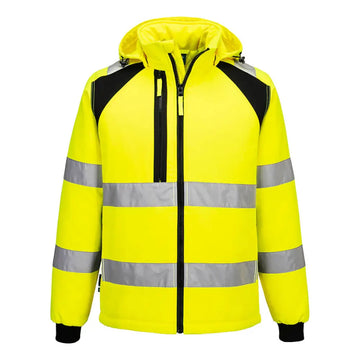 Portwest WX2 Hi-Vis vadderad softshelljacka (2L) CD809 - Gul/Svart (YBR) / S