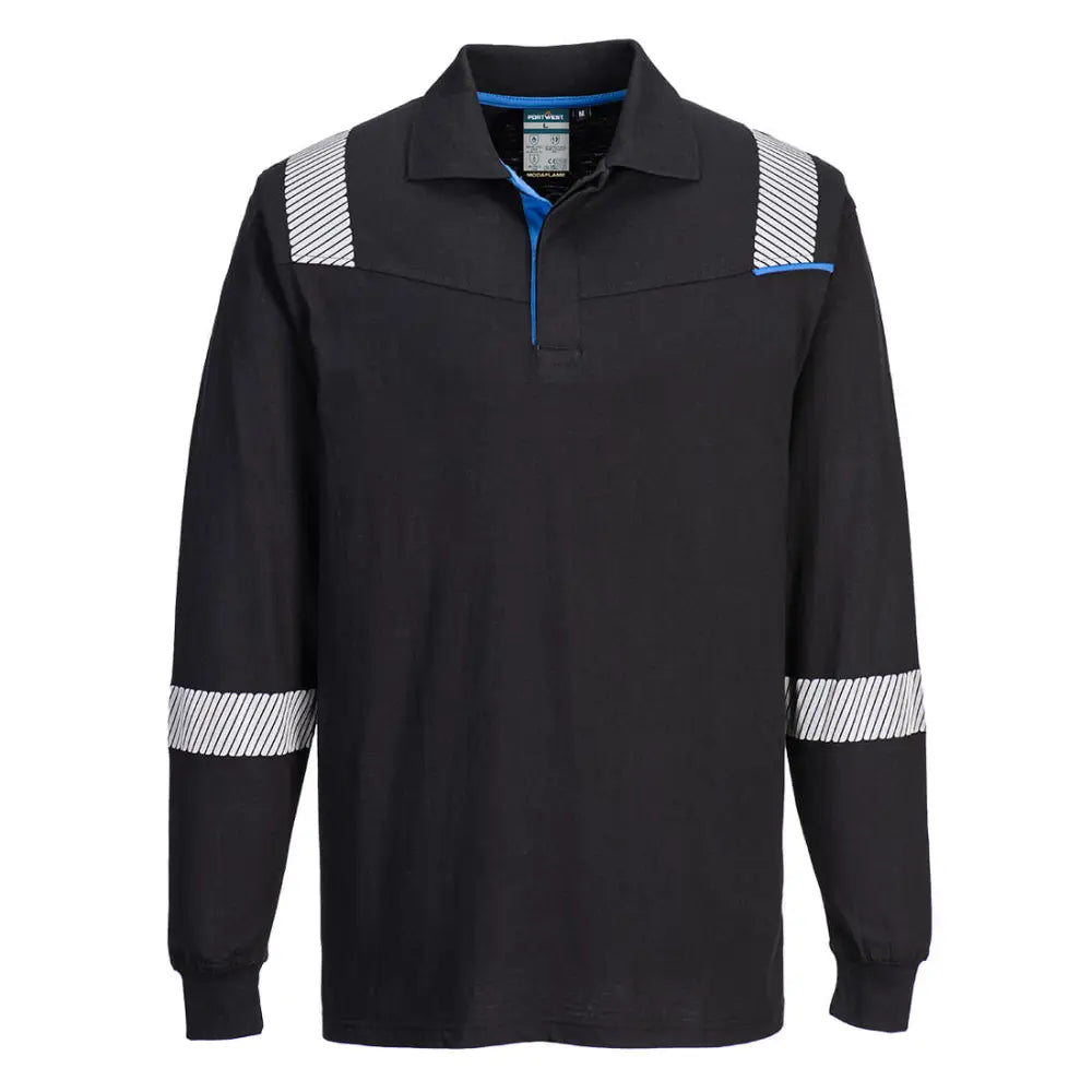 Portwest WX3 FR Modaflame Långärmad Piké FR711 - Svart (BKR) / S
