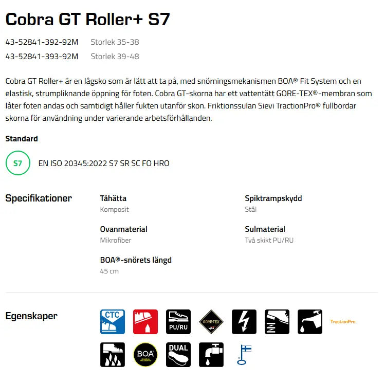 Sievi COBRA GT ROLLER+ S7 (39-48)