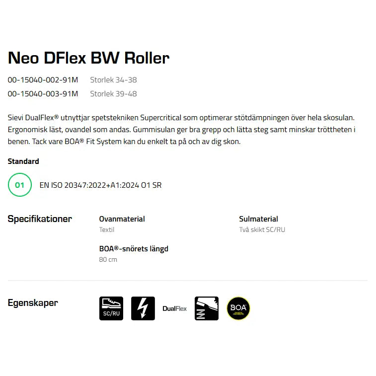 Sievi NEO DFLEX BW ROLLER (34-38)